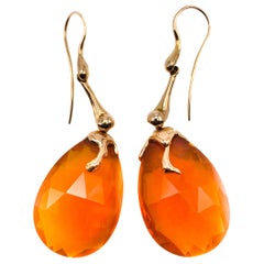 18 Karat Rose Gold Earrings and Fire Opal 18 Karat Rose Gold Earrings and Fire Opal