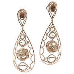 18 Karat Rose Gold Earrings with Slice Diamonds