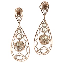 18 Karat Rose Gold Earrings with Slice Diamonds 18 Karat Rose Gold Earrings with Slice Diamonds