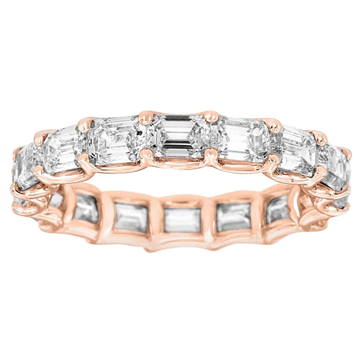 18 Karat Rose Gold Emerald Eternity Diamond Ring '3 3/4 Carat'