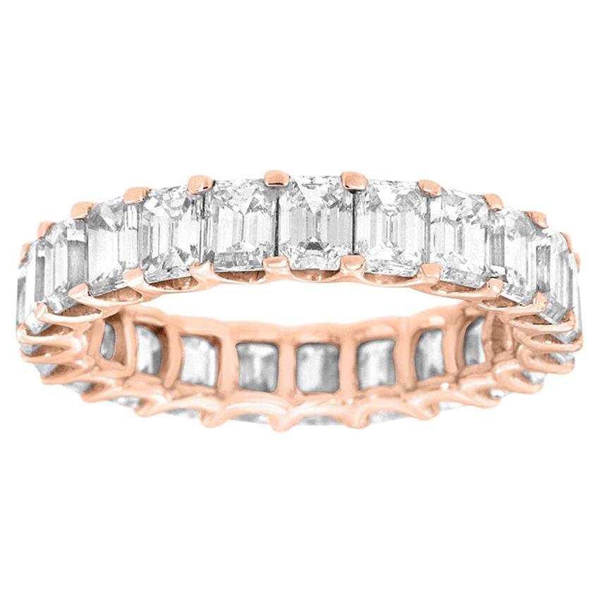For Sale:  18 Karat Rose Gold Emerald Eternity Diamond Ring '4 1/2 Carat'