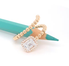 18 Karat Rose Gold Emerald Illusion Diamond Spiral Beads Fashion Ring