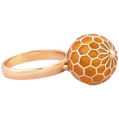 18 Karat Rose Gold Enamel Honey Comb Ring