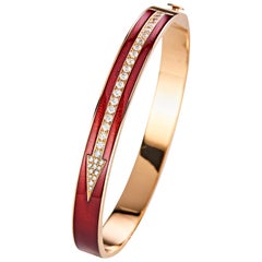18 Karat Rose Gold Enameled Diamond Bangle