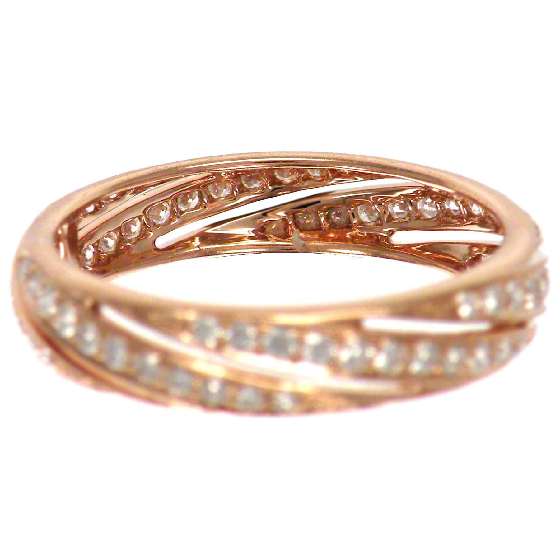 Round Cut 18 Karat Rose Gold Endless Circle Diamond Eternity Band Ring Chavana Collection For Sale