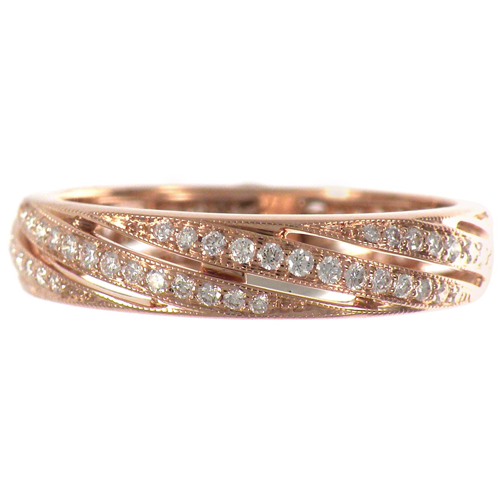 18 Karat Rose Gold Endless Circle Diamond Eternity Band Ring Chavana Collection For Sale