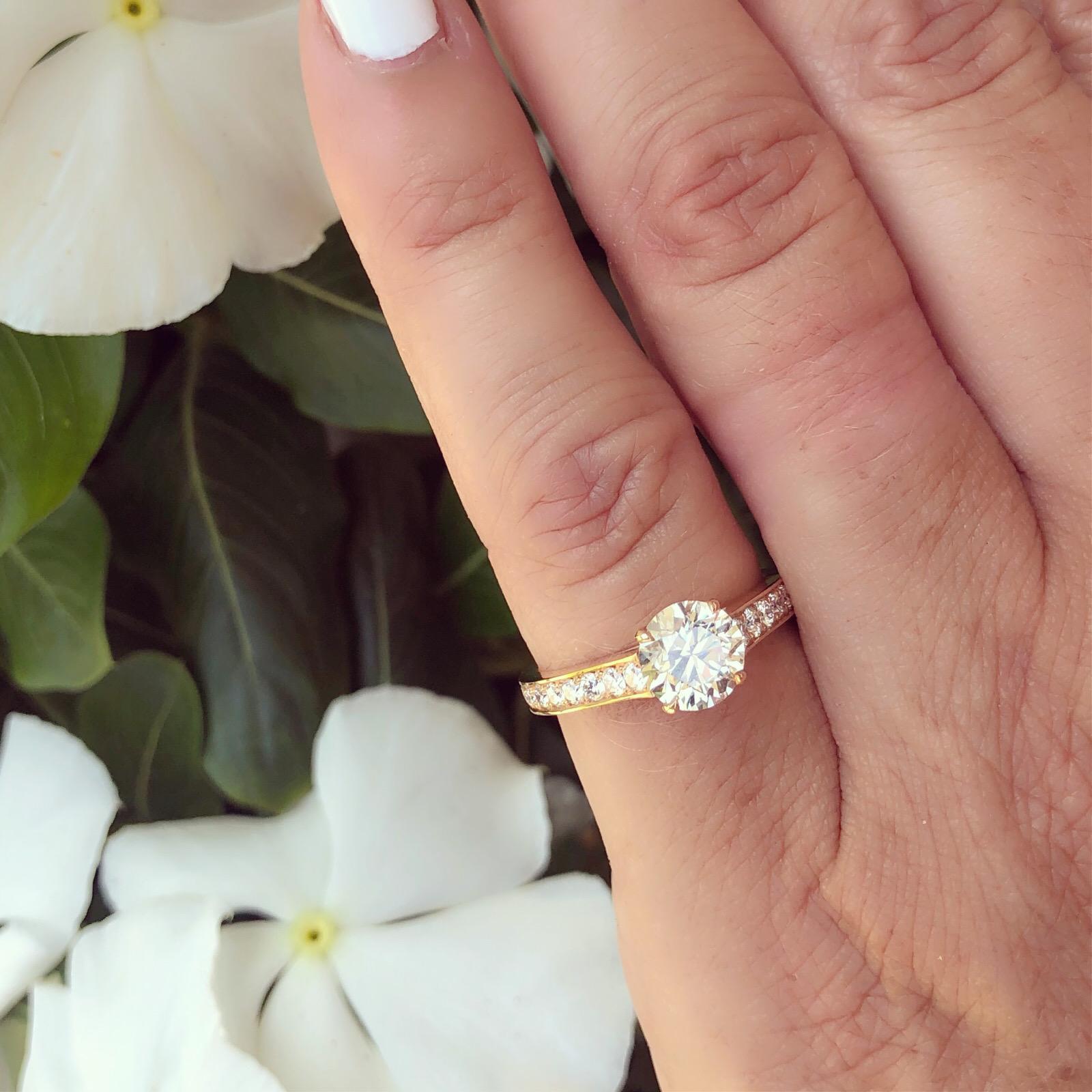 Anello di fidanzamento in oro rosa 18 carati con diamante GIA da 1.18 carati In condizioni Nuovo in vendita a San Francisco, CA