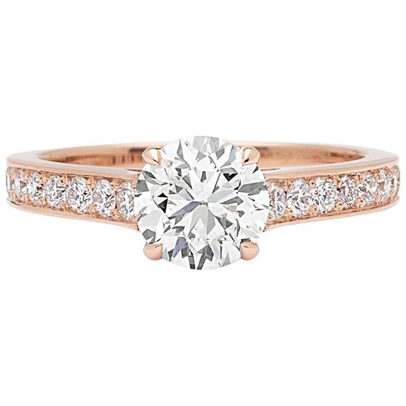 Bague de fiançailles en or rose 18 carats avec diamants de 1,18 carat certifiés GIA