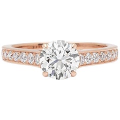 Bague de fiançailles en or rose 18 carats avec diamants de 1,18 carat certifiés GIA