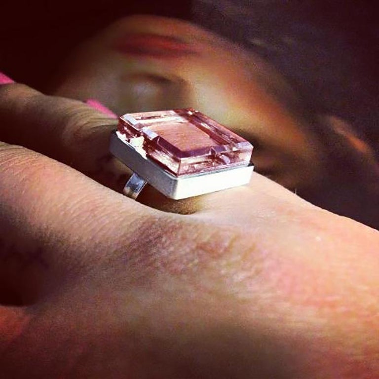 18 Karat Rose Gold Engagement Ring with Natural Pink Tourmaline For Sale 10