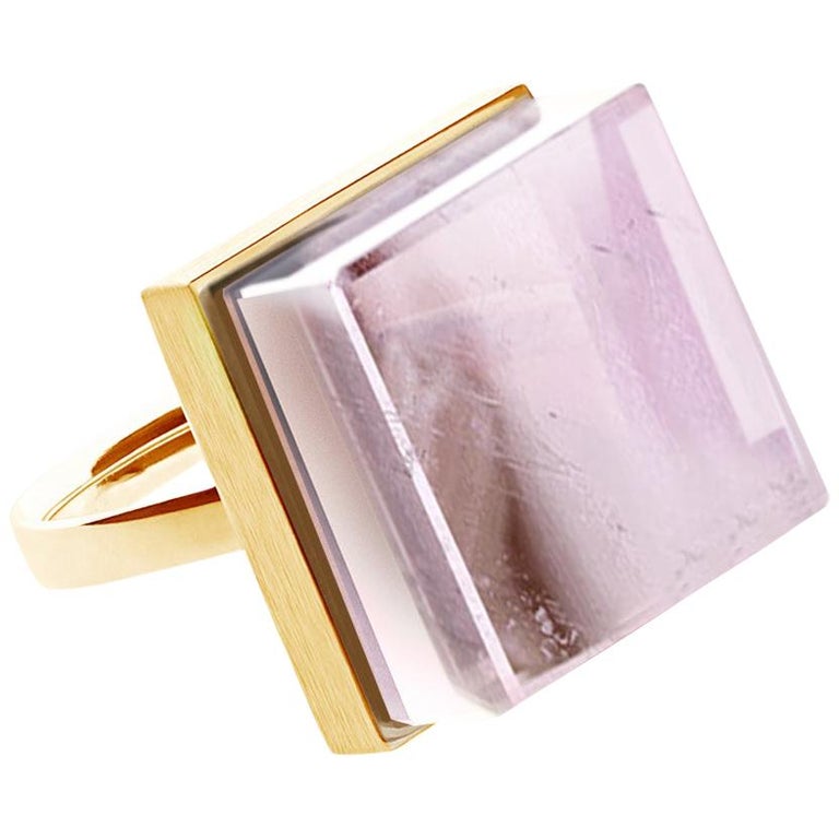 18 Karat Rose Gold Engagement Ring with Natural Pink Tourmaline For Sale