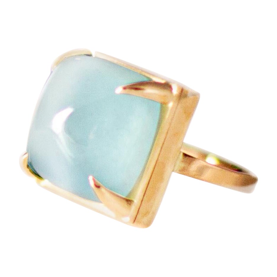 Bague de fiançailles en or rose 18 carats avec topaze en forme de pain de sucre en vente