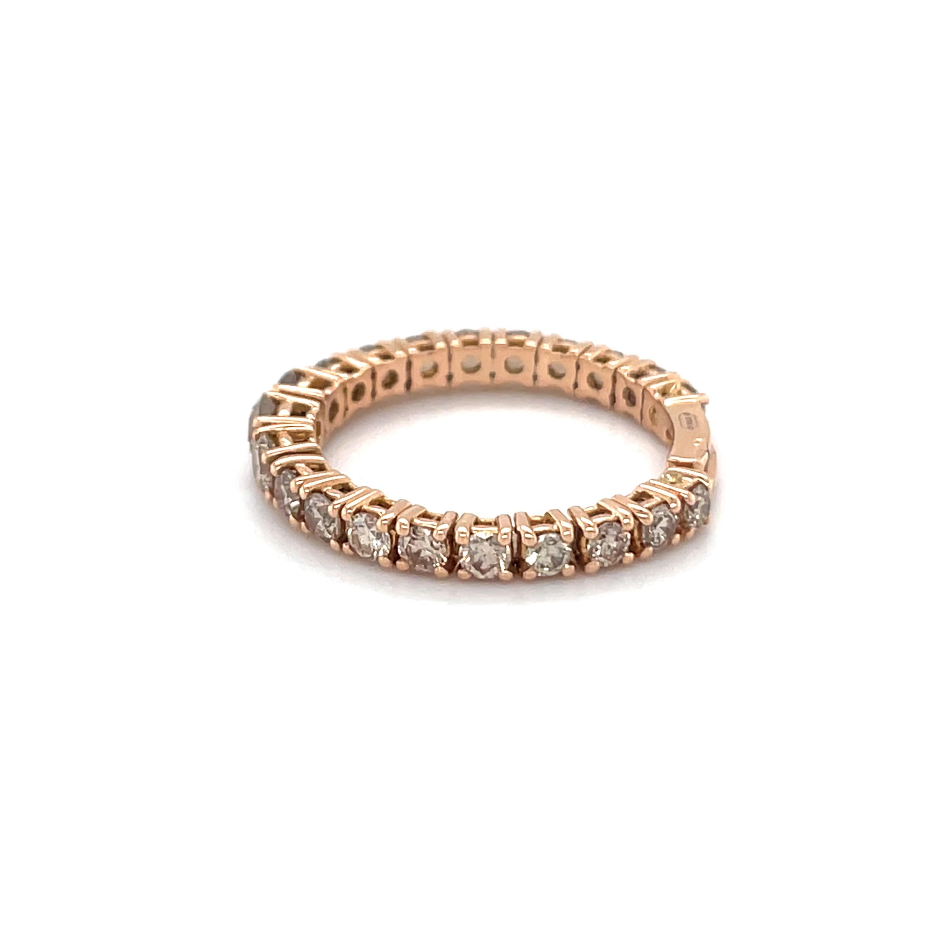Round Cut 18 Karat Rose Gold Expandable Round Diamond ANNIVERSARY Ring For Sale