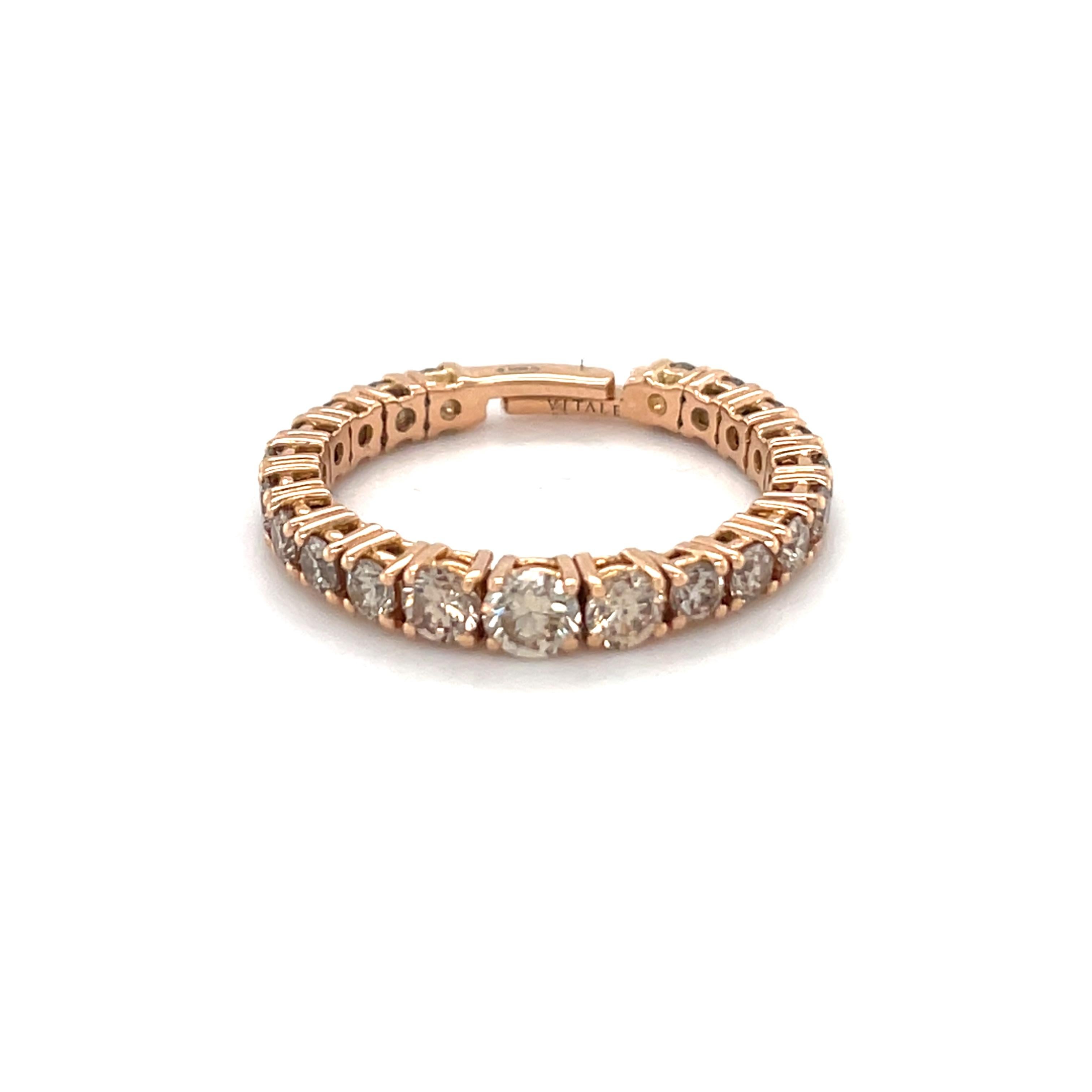 Women's 18 Karat Rose Gold Expandable Round Diamond ANNIVERSARY Ring For Sale