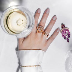 Bracelet tennis fantaisie en or rose 18 carats et diamants