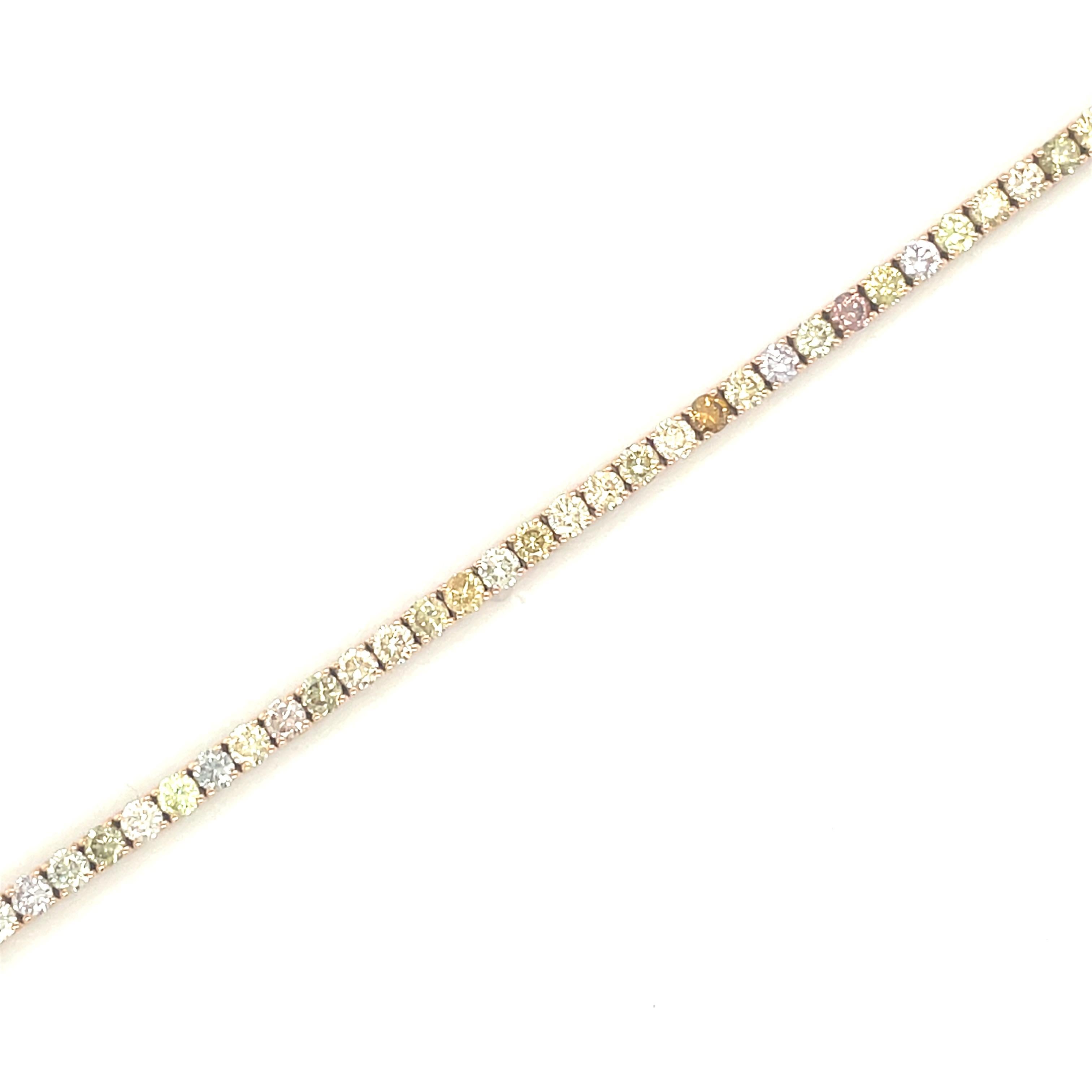 18 Karat Rose Gold Fancy Diamond Tennis Bracelet In New Condition For Sale In Monte-Carlo, MC