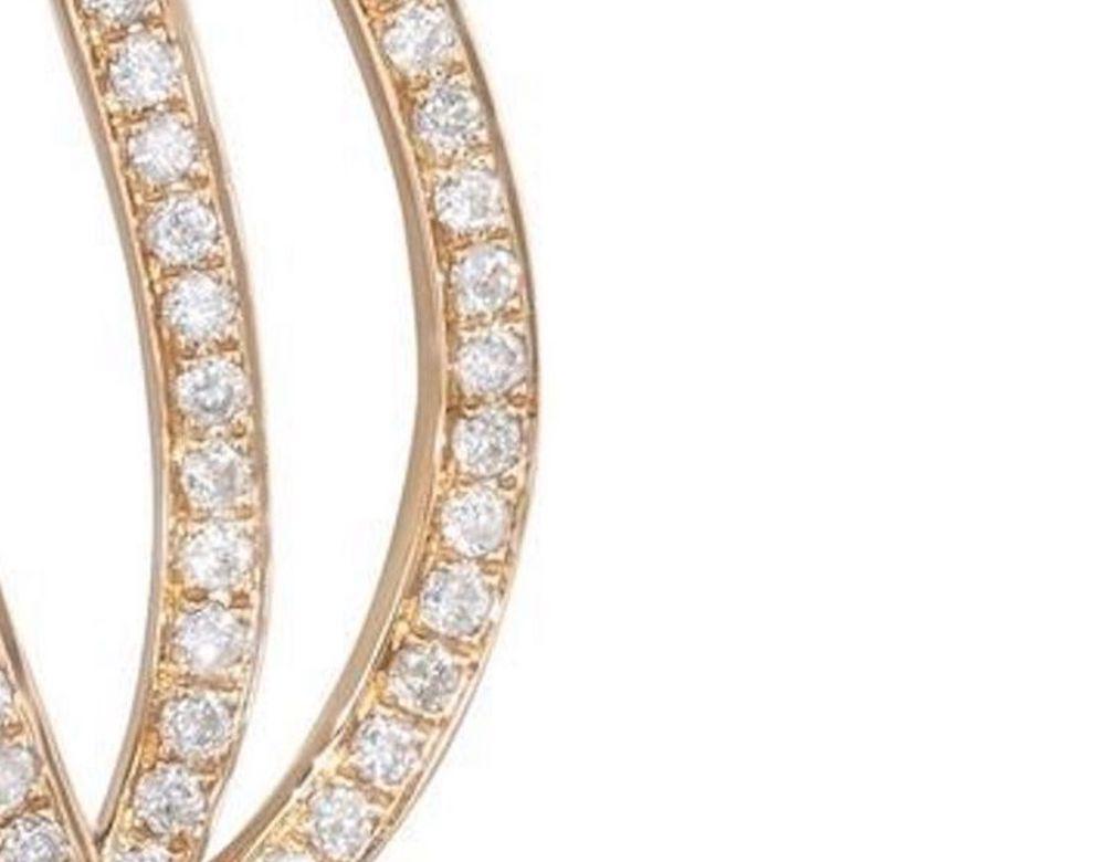 Round Cut 18 Karat Rose Gold Flow Long 4-Lines Diamond Earrings For Sale