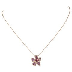 18 Karat Rose Gold Flower Pendant with Pink Sapphires