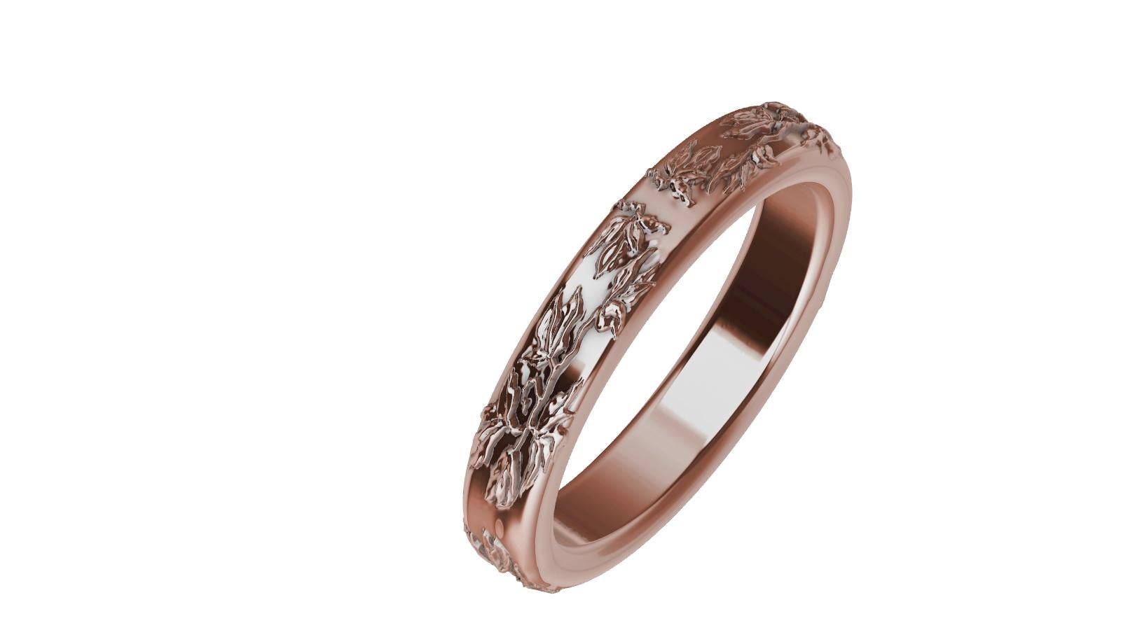 For Sale:  18 Karat Rose Gold Flowers Wedding Band 2