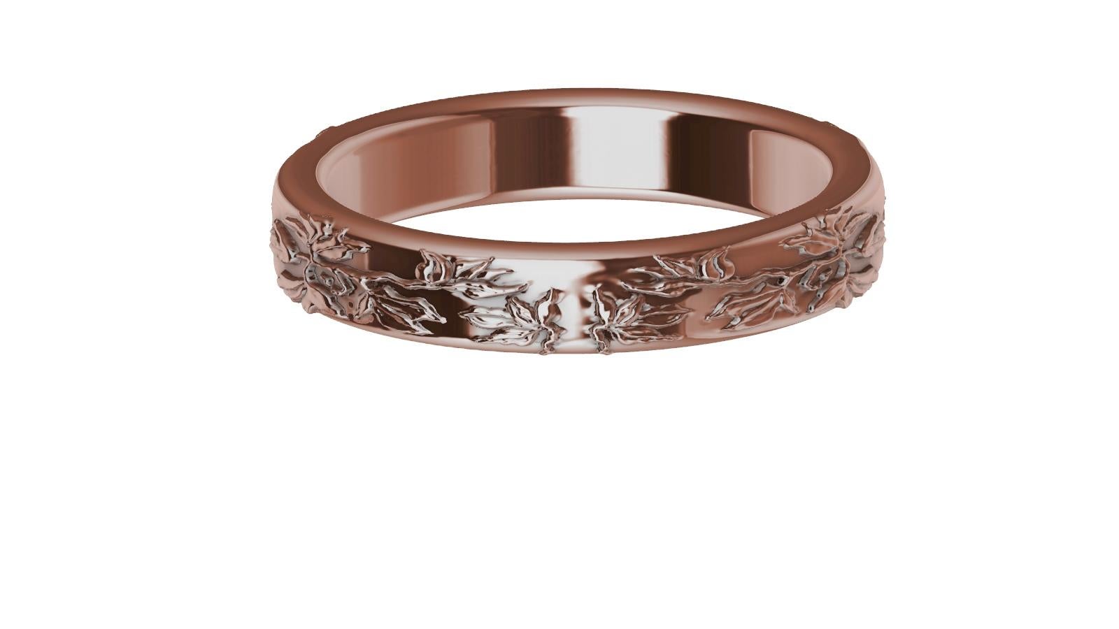 For Sale:  18 Karat Rose Gold Flowers Wedding Band 5