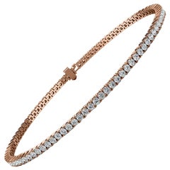 18 Karat Rose Gold Four Prongs Diamond Tennis Bracelet '2 Carat'