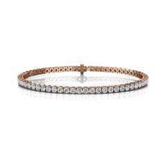 18 Karat Rose Gold Four Prongs Diamond Tennis Bracelet '4 Carat'