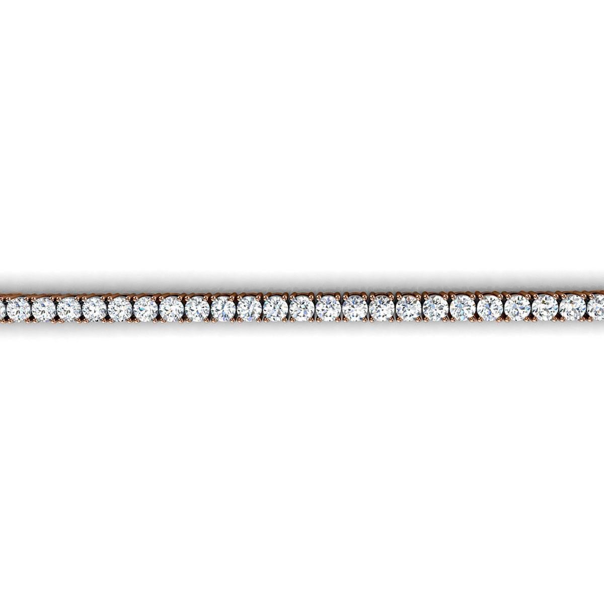 Bracelet tennis à quatre griffes en or rose 18 carats et diamants de 4 carats Neuf - En vente à San Francisco, CA