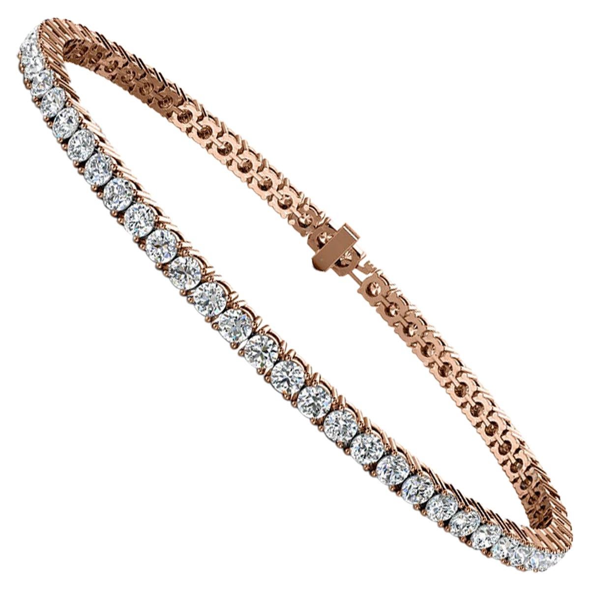 18 Karat Roségold Diamant-Tennisarmband mit vier Zacken '4 Karat'