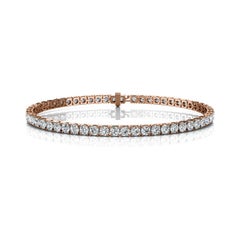 18 Karat Rose Gold Four Prongs Diamond Tennis Bracelet '5 Carat'