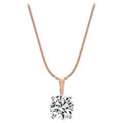 18 Karat Rose Gold Four Prongs Natural Diamond Pendant '1 1/2 Carat'