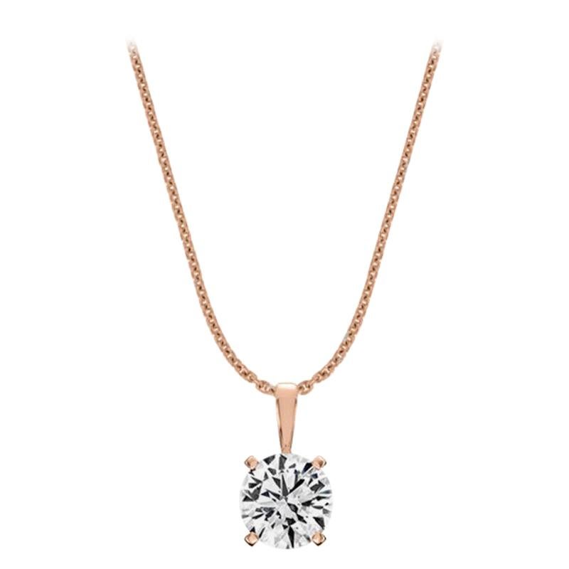 18 Karat Rose Gold Four Prongs Natural Diamond Pendant '1/2 Carat' For Sale