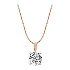 18 Karat Rose Gold Four Prongs Natural Diamond Pendant '2 Carat'