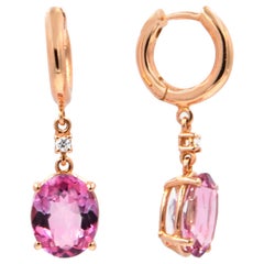 Orecchini Garavelli in oro rosa 18 carati con topazio rosa e diamanti