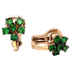 Garavelli Clous d'oreilles en or rose 18 carats avec fleurs en Tzavorite