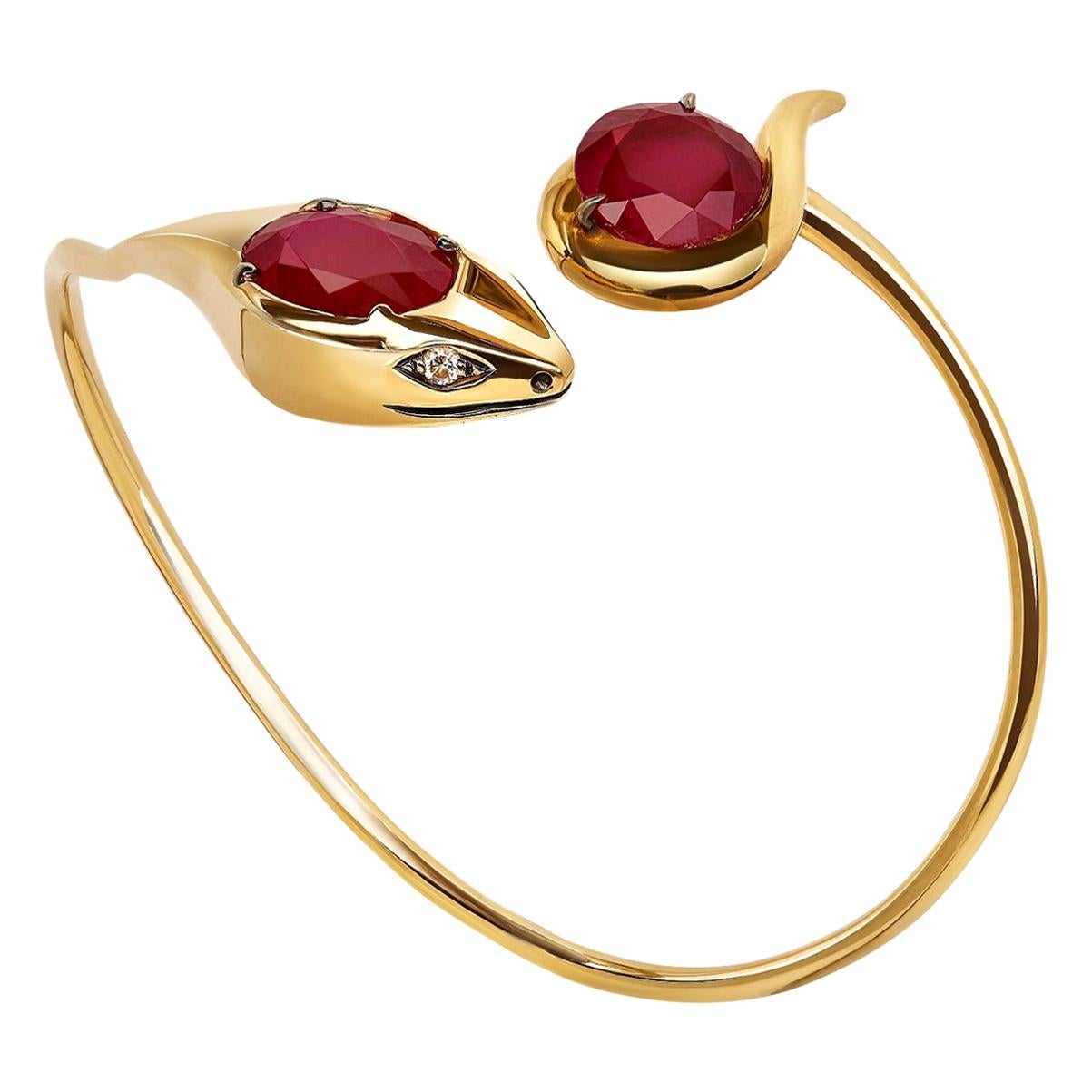 18 Karat Rose Gold, and Diamonds Snake Bracelet For Sale at 1stDibs