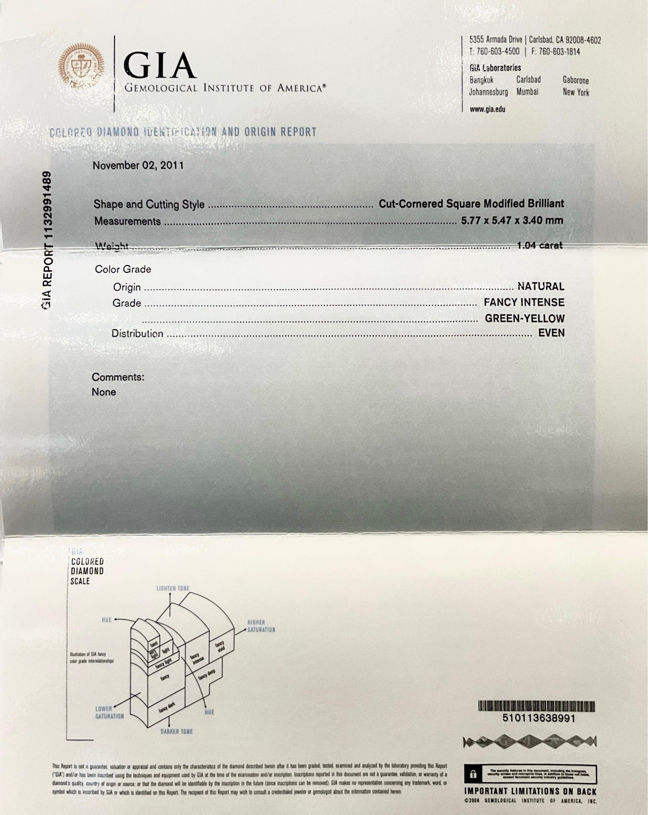 Donna Anello in oro rosa 18 carati certificato GIA con diamante verde giallo in vendita