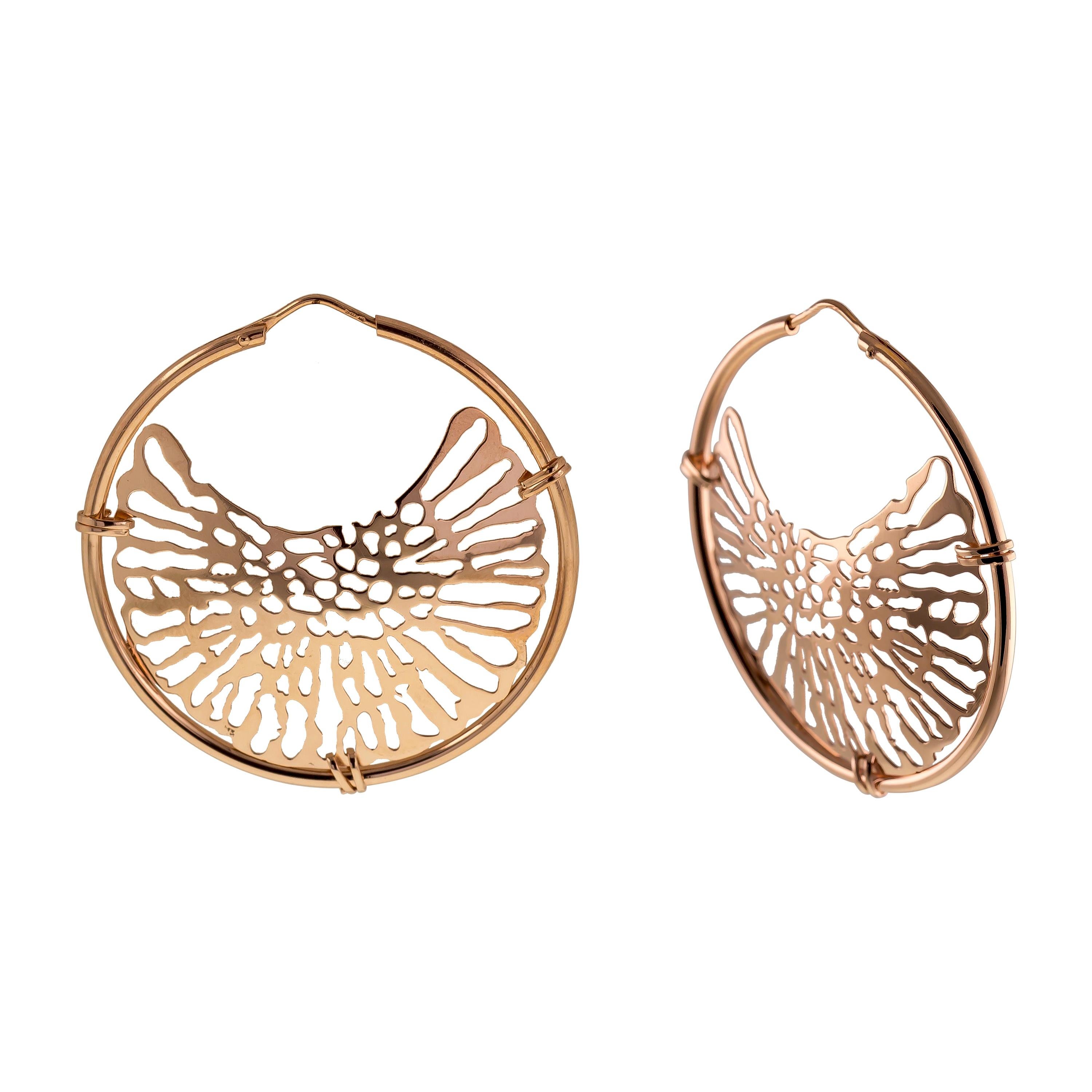 18 Karat Rose Gold Gr. 10.50 Hoop, Earrings For Sale