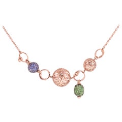 18 Karat Rose Gold Gr. 7.55, 925 Silver Gr. 2.80, Sapphire Carat 2.00, Necklace