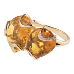 18 Karat Rose Gold Gr. 8.10, Diamond Carat 0.09, Citrine Carat 22.50 Ring