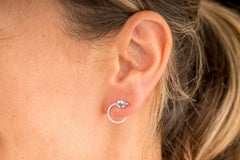 18 Karat Rose Gold Green Beryl Diamond Curved Earrings