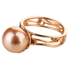 18 Karat Rose Gold "Gustav Klimt" Inspired Peach Pearl Ring