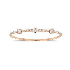 Bangle con diamante a forma di aureola in oro rosa 18 carati "1 1/2 carato