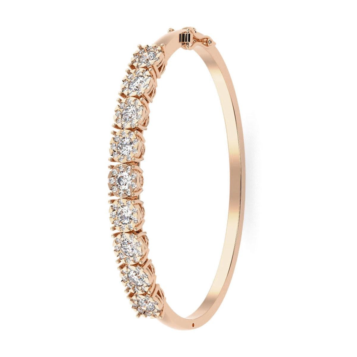 18 Karat Roségold Halo Diamant-Armreif '3 1/4 Karat' (Rundschliff) im Angebot