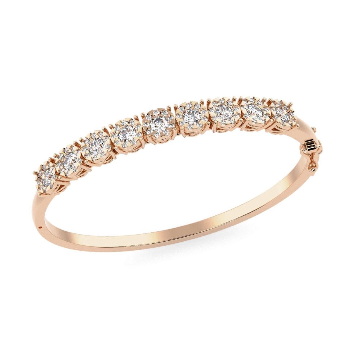 18 Karat Roségold Halo Diamant-Armreif '3 1/4 Karat' im Zustand „Neu“ im Angebot in San Francisco, CA