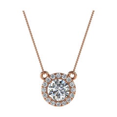 18 Karat Rose Gold Halo Diamond Pendant '3/4 Carat'