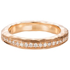 Sweet Pea 18 Karat Rose Gold Hammered Eternity Band Ring with Champagne Diamonds