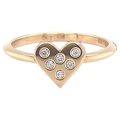 Bague à la mode en or rose 18 carats avec diamants en forme de cœur