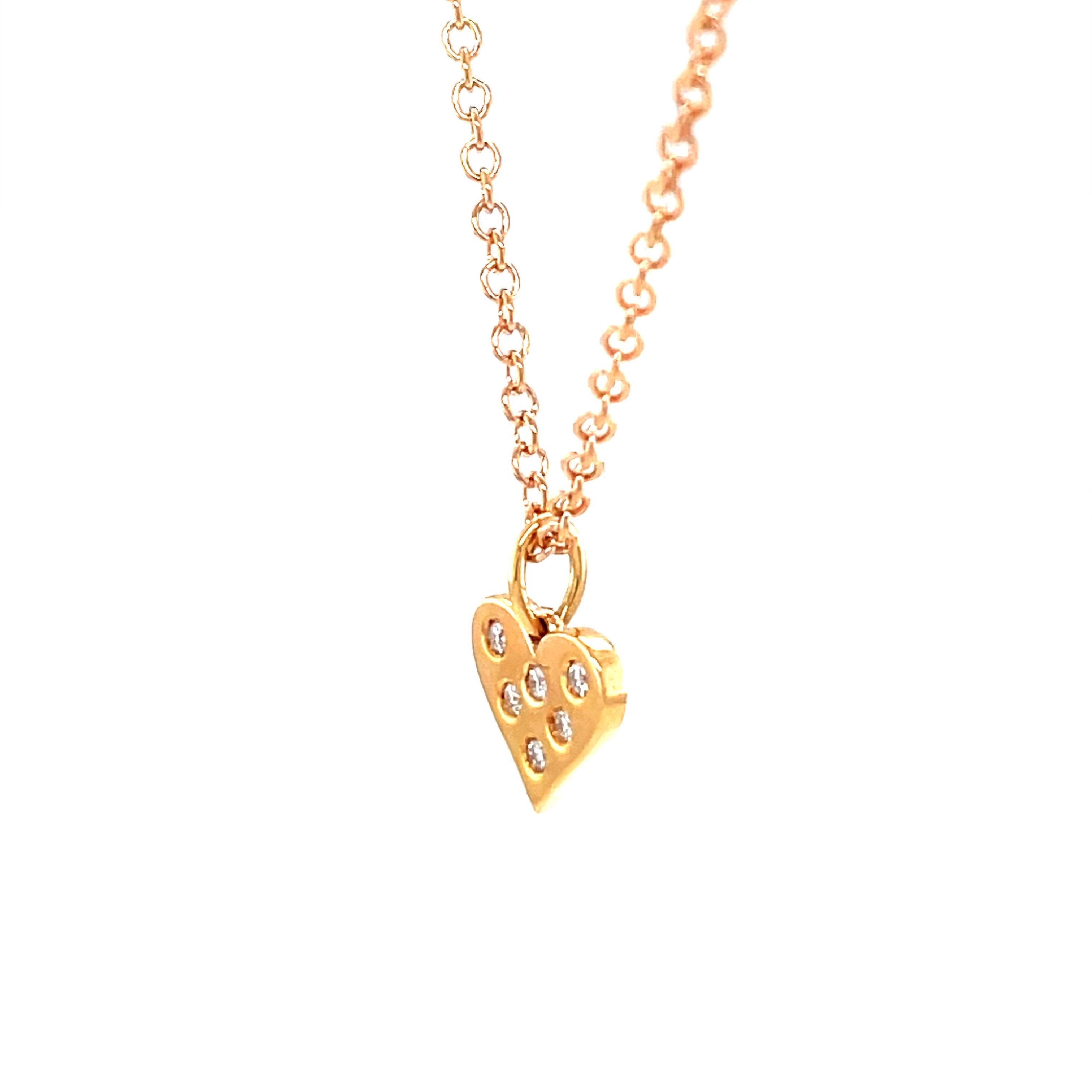 18 Karat Rose Gold Heart Shape Diamond Pendant In New Condition For Sale In Monte-Carlo, MC