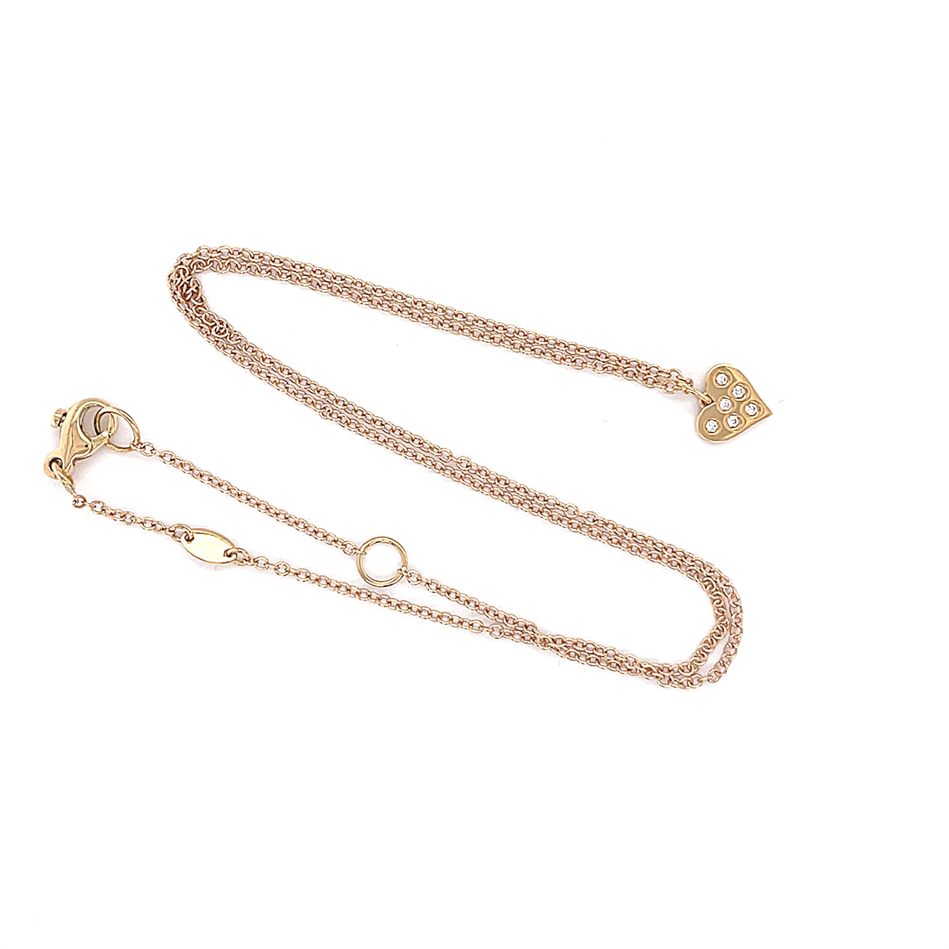 Ciondolo con diamante a forma di cuore in oro rosa 18 carati in vendita 1