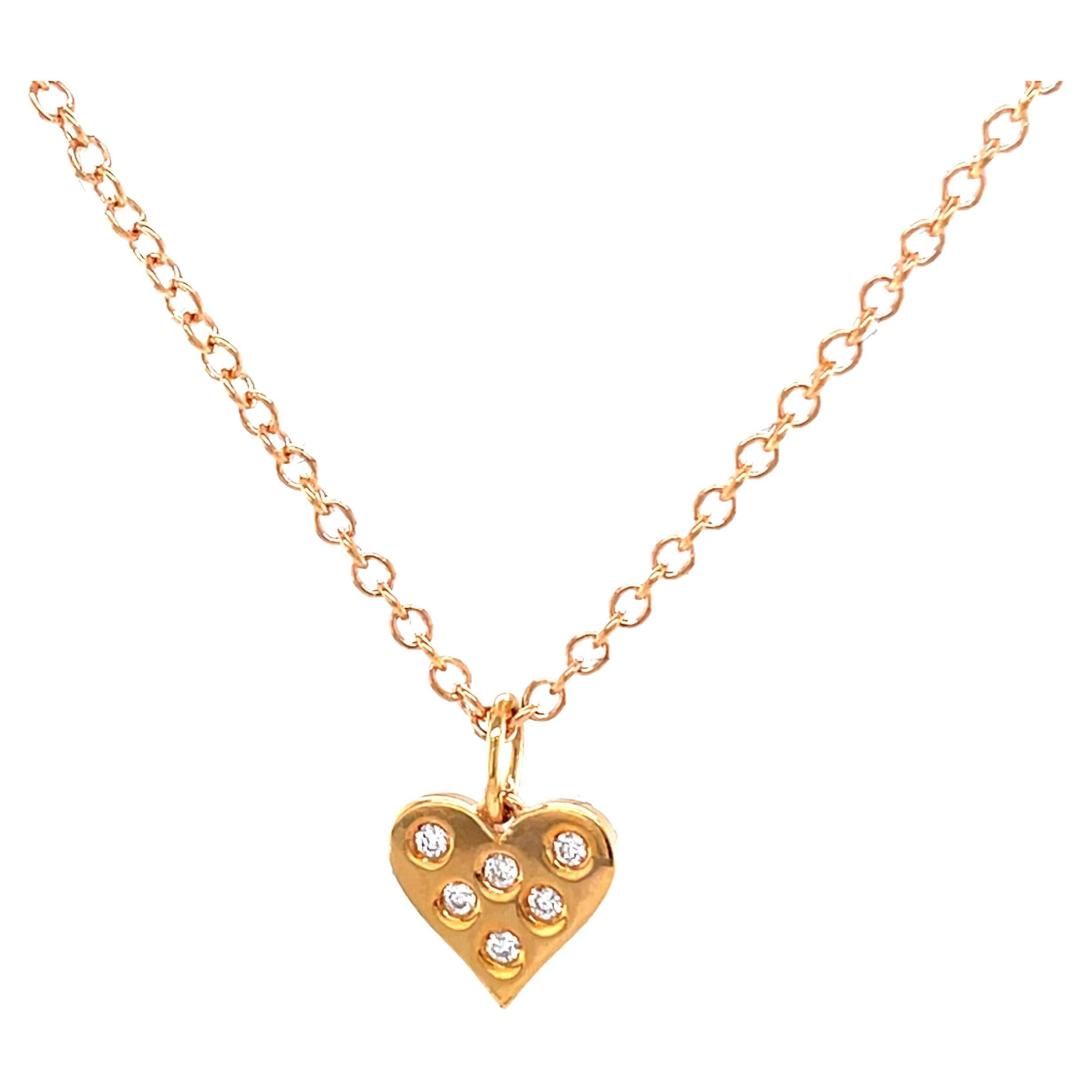 18 Karat Rose Gold Heart Shape Diamond Pendant